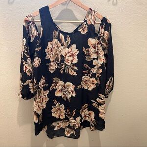 ✨Floral Cold Shoulder Women's Blouse Top Size Large
